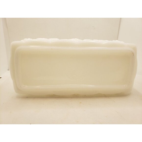 Anchor Hocking Milk Glass Loaf 8" x 3" Fire King Ware Planter Grape Vine White - Picture 7 of 9